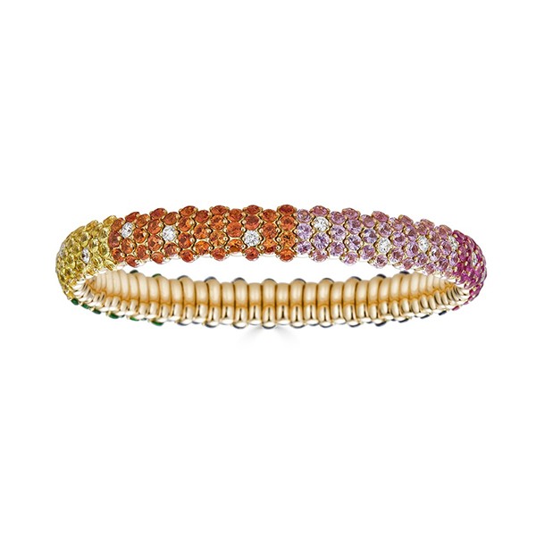18K Multicolor Sapphire & Diamond Expandable Bracelet